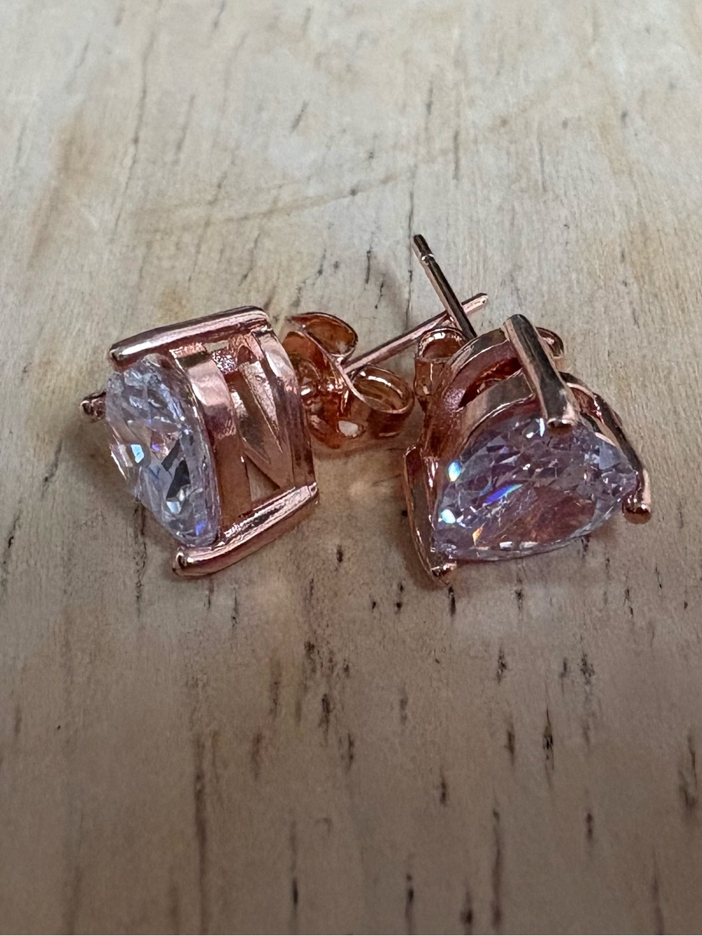 Swarovski Crystal Rose Gold Heart Earrings - Picture 2 of 5